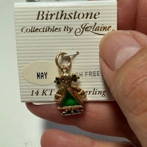 🛑Sold🛑14kGold over sterling Green Birthstone pendant/Charm.NWT Vintage.